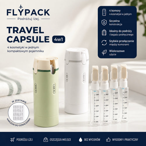 FlyPack Travel Capsule - Przenośny dozownik podróżny 4w1