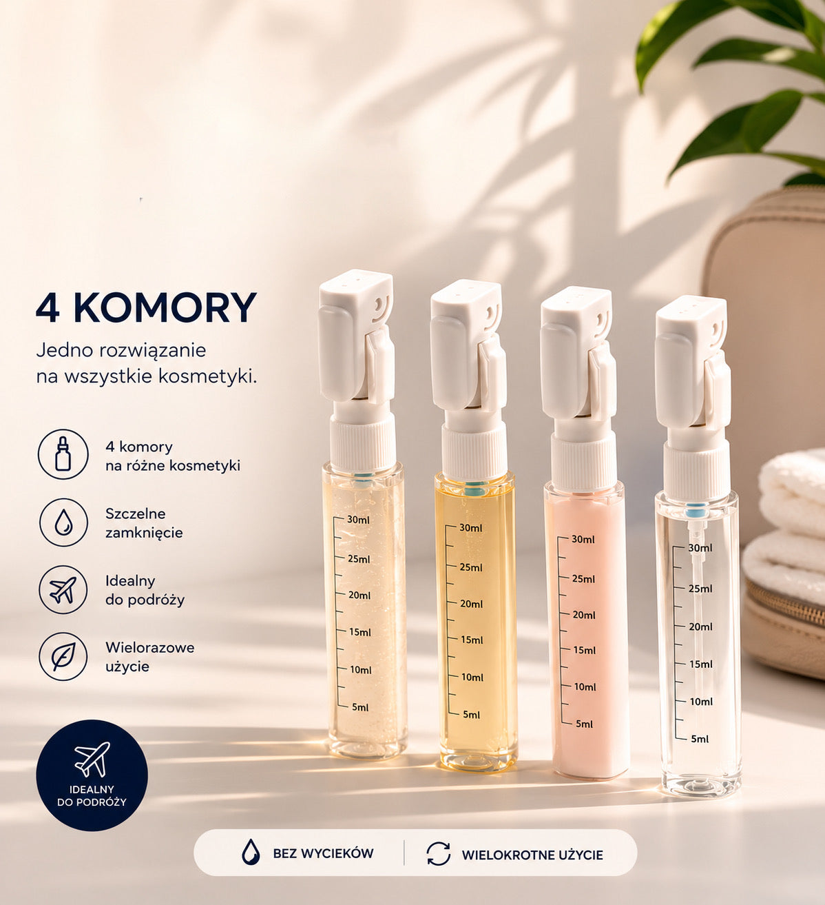 FlyPack Travel Capsule - Przenośny dozownik podróżny 4w1